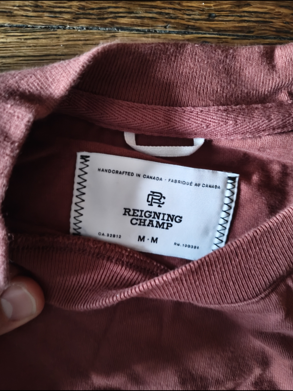 Reigning Champ Crewneck Longsleeve Tee in Dusty Rose